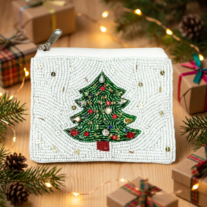 <b>Christmas</b> <b>Tree</b> Beaded Coin Purse Handmade <b>Mini</b> Zipper Pouch Fabric Change Bag Gift Souvenir - Product Image 2