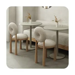 Fabbrica maker gamba in legno soggiorno di lusso moderno per il tempo libero sedia donut design orsacchiotto tessuto sedia da pranzo