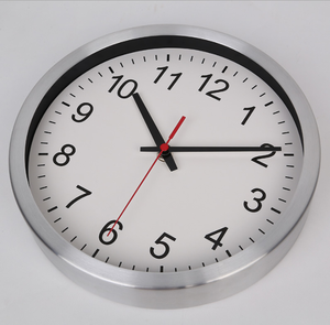 Simple <b>Brushed</b> Aluminum Frame Modern Round Clock Wall with Temperature and Humidity - Product Image 4