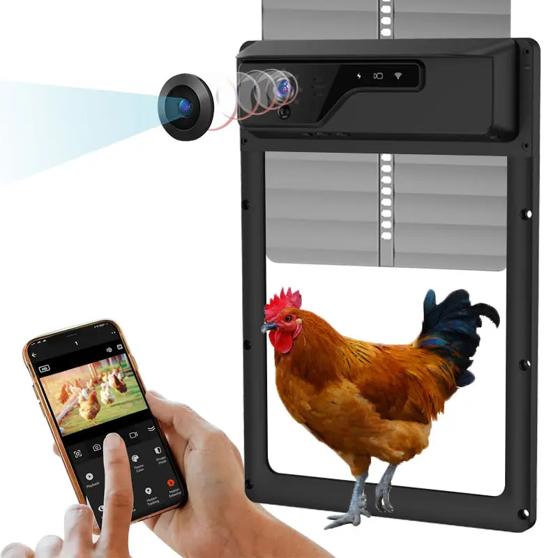 2024 yeni PIR hareket algılama uzaktan izleme otomatik tavuk Coop kapı kamera ile kümes hayvancılığı için