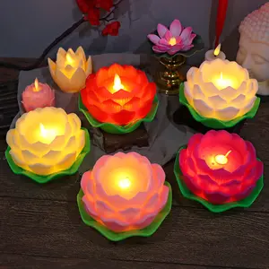 Großhandel Lotus Flower Led elektronische Kerzenlichter Rauch loser Duft Kerzen form Buddha Für Tempel Religiöse Aktivitäten