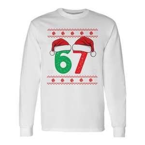 Camiseta de manga larga de mezcla triple con diseño de suéter feo de Navidad Six Seven 6 7 - Product Image 1