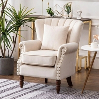 Fauteuil sectionnel en tissu à dossier haut et accoudoirs ailés, design moderne, rembourré en mousse, pour salon et mobilier de maison