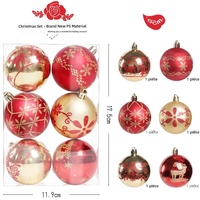 Ensemble de 52 boules de Noël de 6 cm, boîte cadeau, assortiment de boules de Noël, étoiles, coquillages, boules suspendues pour la décoration de l'arbre de Noël
