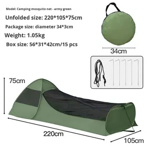 Sac de couchage moustiquaire adulte à ouverture rapide en 2 secondes, type hybride automatique, 3 saisons, super long, été, polyester, portable, extérieur - Product Image 4