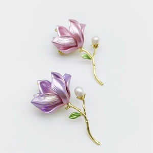 High-Grade Elegante Magnólia Broche Nova Moda Estilo Chinês Avançado Sentido Corsage Acessório Esculpido Metal Artesanato de Metal - Product Image 5