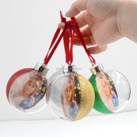 Ornements de vacances de Noël en plastique transparent complet boules d'arbre suspendues déco maison photo bricolage boule Festival cadeau en gros vide