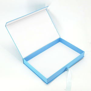 Cajas de regalo azules con tapa magnética plegable de embalaje de tablero de grado <span class=keywords><strong>fuerte</strong></span> de Venta caliente de lujo con cinta y Rafia - Product Image 6