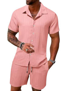 Sommer Herren Shirt Set Herren Casual Shorts Set Atmungsaktives Baumwoll Shirt Set - Product Image 4