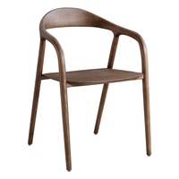 Chaise de salle à manger en cuir vintage avec accoudoirs en bois, classique pour restaurant et café, chaise rembourrée pour salle à manger