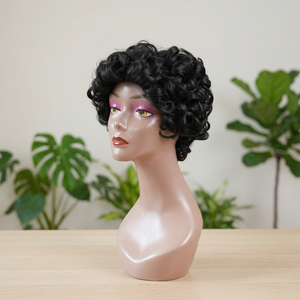 วิกผมสั้น FH Wholesale ผมแท้ 100% แบบเวอร์จิ้นเรมี่ สีดำ ไม่ต้องใช้กาว ไม่มีเชือกผูก ทรงพิกซี่ บ๊อบหยิกเด้ง พร้อมหน้าม้า - Product Image 4