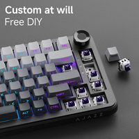 Clavier mécanique Ajazz Ak820 Max Plus Tri Mode, batterie de 8000 mAh, structure de joint à 5 couches pour l'atténuation du bruit, éclairage RVB