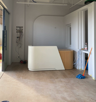 Bureau d'accueil d'angle en L moderne en bois coloré Tianyi, durable, écologique, pour usage commercial, avec classeur intégré