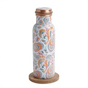 Botella de Agua de Cobre Puro con Estampado Artístico de Mandala, a Prueba de Fugas, Gran Capacidad, Ecológica, con Beneficios Ayurvédicos para la Salud - Product Image 1