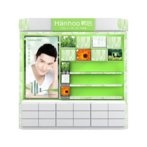 Présentoir en bois personnalisable avec éclairage LED et tiroirs, meuble arrière pour produits de soin, unité de rayonnage pour cosmétiques en magasin - Product Image 3