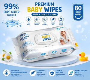 Lingettes pour bébé en marque privée, antibactériennes, écologiques, extra douces, emballées individuellement, OEM ODM en vrac - Product Image 3