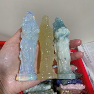 Figura Religiosa de Cuarzo Mixto con la Virgen María Sosteniendo al Niño Jesús, Cristal Natural al por Mayor para Decoración del Hogar Zxw2026041908 Natur - Product Image 2