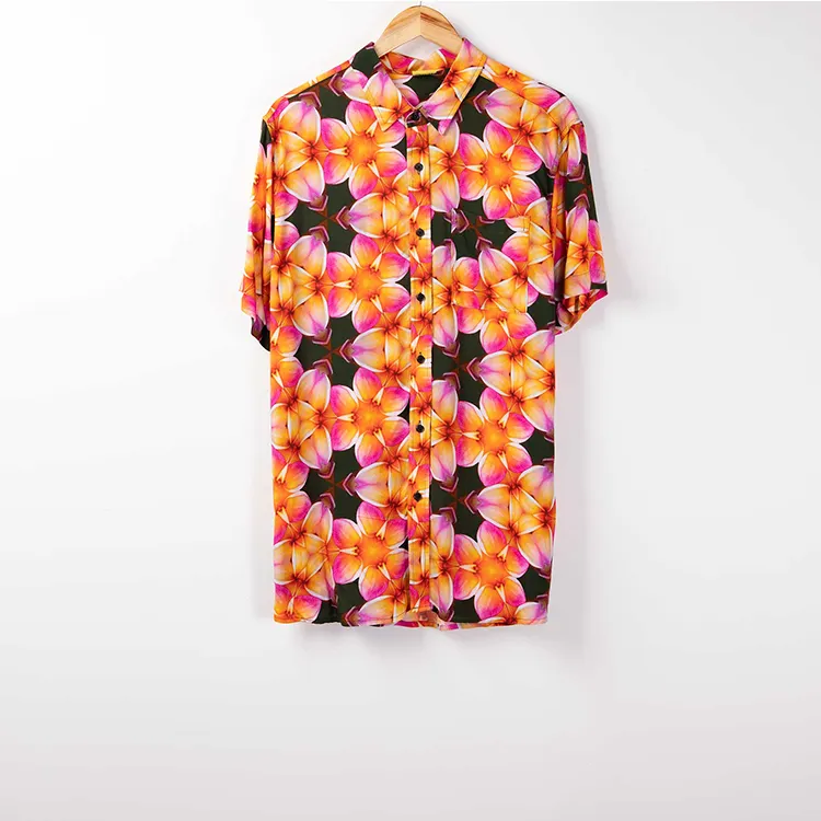 Vacation Wholesale Designer Custom Men Button Up Hawaiian Shirt