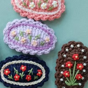 Nieuwe schattige geborduurde kristallen bloem cartoon pastorale stijl fruit haarclip voor meisjes kinder baby bloemen haaraccessoire - Product Image 3