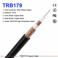 Cable triaxial micro coaxial de PTFE TRB179 de 75 ohmios, de alta temperatura y bajo ruido, para transmisión de video, pruebas de aviación e instrumentos de 75 ohmios.