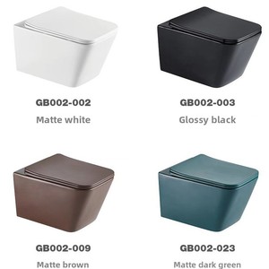 Cuvette de toilette murale en céramique noire, émaillée à haute température, gris-vert mat, procédé de cuisson unique, style moderne et minimaliste - Product Image 4