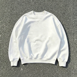 เสื้อสเวตเชิ้ตคอกลมสีขาวสำหรับผู้ชาย แขนยาว ผ้าถัก คอตตอน สีพื้น ใส่ได้ในฤดูใบไม้ร่วง - Product Image 1