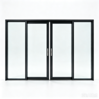 Système de porte coulissante en aluminium à quatre panneaux moderne, double vitrage trempé, isolation phonique, cloison extérieure de villa pour jardin