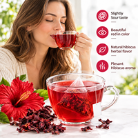 Sachets de thé d'hibiscus en marque blanche OEM ODM, 100 % naturels, infusions de roselle séchée, sachets de thé pyramidaux sans conservateurs