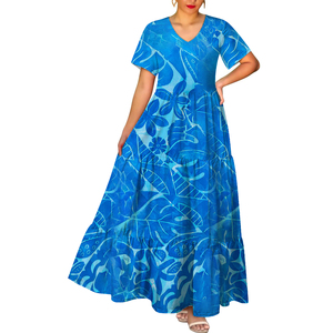 Robe décontractée tendance pour femme, col en V, manches courtes, motif tribal polynésien Elei, qualité supérieure, livraison immédiate - Product Image 2