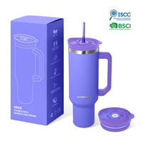 Gobelet isotherme ODM 40 oz avec poignée et couvercle à paille, bouteille d'eau réutilisable en acier inoxydable, mug de voyage compatible porte-gobelet