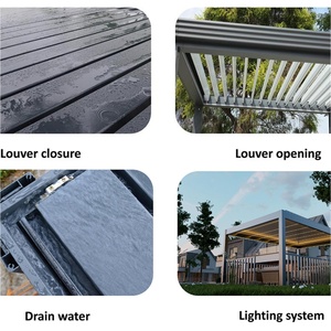 Pergola motorisée d'extérieur moderne Toit à persiennes en aluminium imperméable Pergola de jardin en métal <span class=keywords><strong>Couverture</strong></span> d'ombrage - Product Image 4