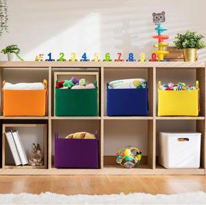 Organisateur de rangement pliable rectangulaire moderne en feutre non tissé avec poignée, écologique, pour jouets, vêtements et usage domestique - Product Image 4