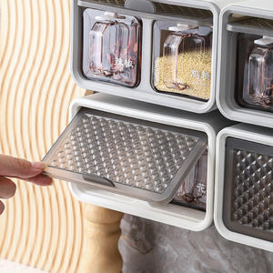 Ensemble de pots à épices Chaozhou, type L, suspendus, anti-humidité, anti-poussière, hermétiques, transparents, avec couvercles en plastique pour assaisonnements solides - Product Image 4