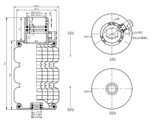 Ressort universel <span class=keywords><strong>de</strong></span> <span class=keywords><strong>suspension</strong></span> à soufflet en caoutchouc triple alambiqué Ressort d'amortisseur Ressort pneumatique - Product Image 5