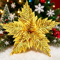 Hochdichte Seiden-Weihnachtsblumen mit Goldglitter für Festliche Atmosphäre