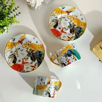 Nouvel ensemble de tasses à double paroi en céramique King of the Jungle Europe 14oz avec cuillère pour la maison, coffret cadeau