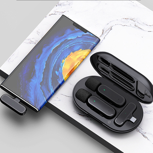 New 1 Drag 2 Lavalier 2.4Ghz 2 in 1 Portable Mini Recording Live Dual <b>Wireless</b> <b>Microphone</b> With Charger Case - Product Image 4