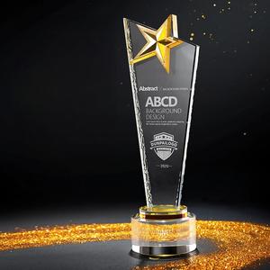 Trofeo de Cristal con Estrella de Cinco Puntas en Oro, Plata y Bronce con Logotipo Personalizado HBL para Eventos Deportivos y Regalos de Bienvenida - Product Image 2