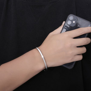 Minimalist Fashion Glossy <b>Cuff</b> <b>Bracelet</b> Zinc Alloy Black Unisex Jewelry Gift CZ046 - Product Image 5