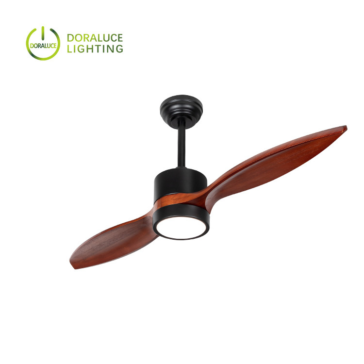 High Quality Remote Control 42 inch 2 Blades Solid Wood Decorative Indoor Led Ceiling Fan