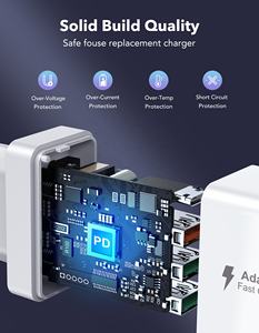 Chargeur de téléphone portable multi-ports HNT 40W avec prise EU/US/UK, charge rapide PD3.0, 1 port <span class=keywords><strong>USB</strong></span>-A + 3 ports <span class=keywords><strong>USB</strong></span>-<span class=keywords><strong>C</strong></span>, avec protection OVP - Product Image 4