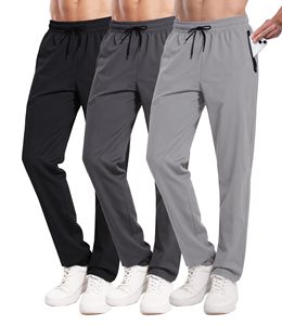 Set di 3 <span class=keywords><strong>Pantaloni</strong></span> Sportivi da Uomo <span class=keywords><strong>con</strong></span> Tasche <span class=keywords><strong>con</strong></span> Zip, per Allenamento, Palestra, Corsa, Escursionismo, <span class=keywords><strong>Pantaloni</strong></span> Jogger Elasticizzati e Traspiranti - Product Image 3