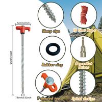 Piquets de tente robustes 8*200mm avec tête hexagonale, tire-piquets, corde de 13 pieds, piquets de tente à visser, piquets de tente de camping