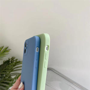 Funda de silicona para teléfono móvil iPhone, carcasa de Color sólido con borde recto cuadrado en blanco, <span class=keywords><strong>2021</strong></span>, muestra gratis, para iPhone 11, 12 Pro Max, S21, S21 + - Product Image 4