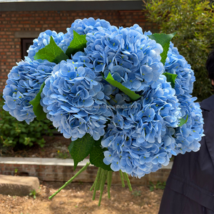 Hydrangées artificielles bleues en gros pour mariage, fleurs artificielles à toucher réel, grande tête, fausses fleurs - Product Image 4