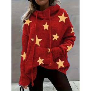 Nhà Sản Xuất Tùy Chỉnh Aka Sorority Cộng Với Kích Thước Áo Len Của Phụ Nữ Cộng Với Sao In Dài Tay Áo Dây Kéo Áo Len Với Túi - Product Image 4