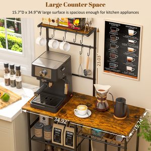 Étagère de rangement de cuisine moderne en métal SENYU à 4 niveaux, support pour micro-ondes avec crochets pour casseroles et tasses - Product Image 5