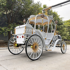 Carroza eléctrica de calabaza fabricada en China, blanca y dorada con luces en las cuatro esquinas - Product Image 5