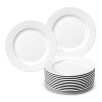 Ensemble d'assiettes à dîner en céramique de porcelaine profonde blanche de haute qualité de 12 pouces pour hôtel restaurant