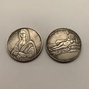 Kerajinan antik Italia Mona <span class=keywords><strong>Lisa</strong></span> kuningan perak antik berlapis perak tua koin souvenir - Product Image 2